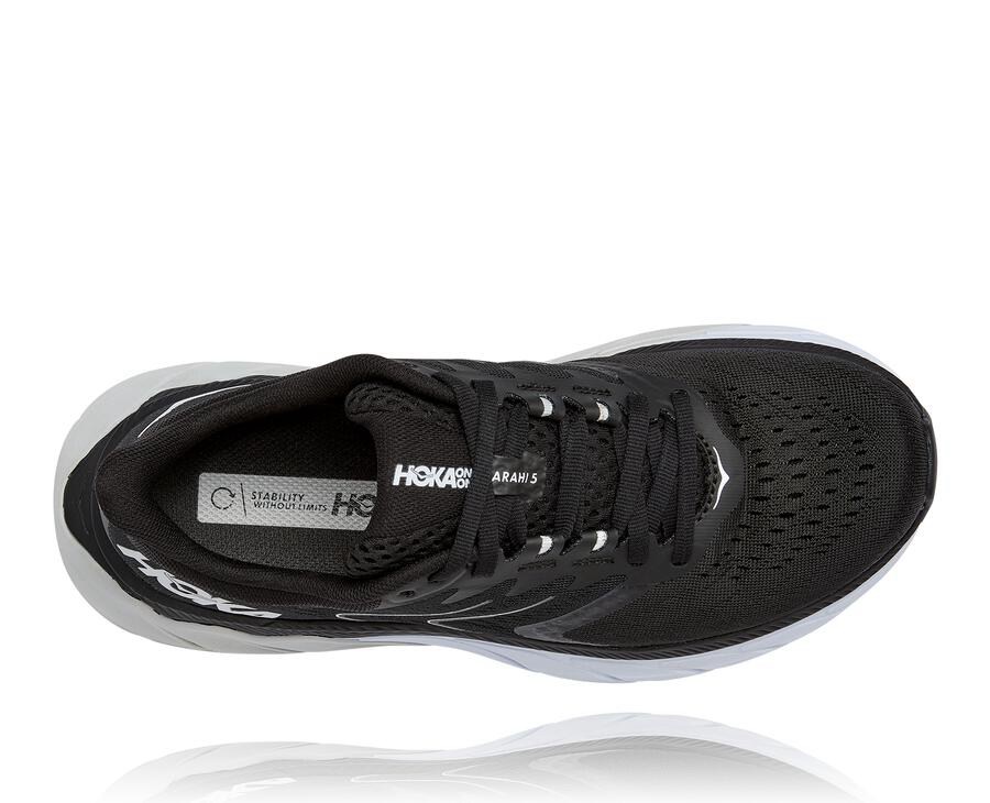 Hoka One One Womens Running Shoes - Arahi 5 - Black/White - MIXO49751